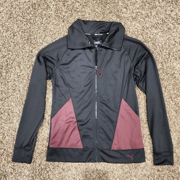 PUMA Womens Track Jacket Black/Maroon Full Zip-Up Size S - Picture 1 of 5